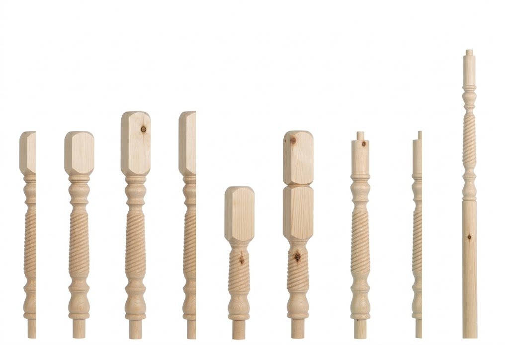 Pine Barley Twist Newels
